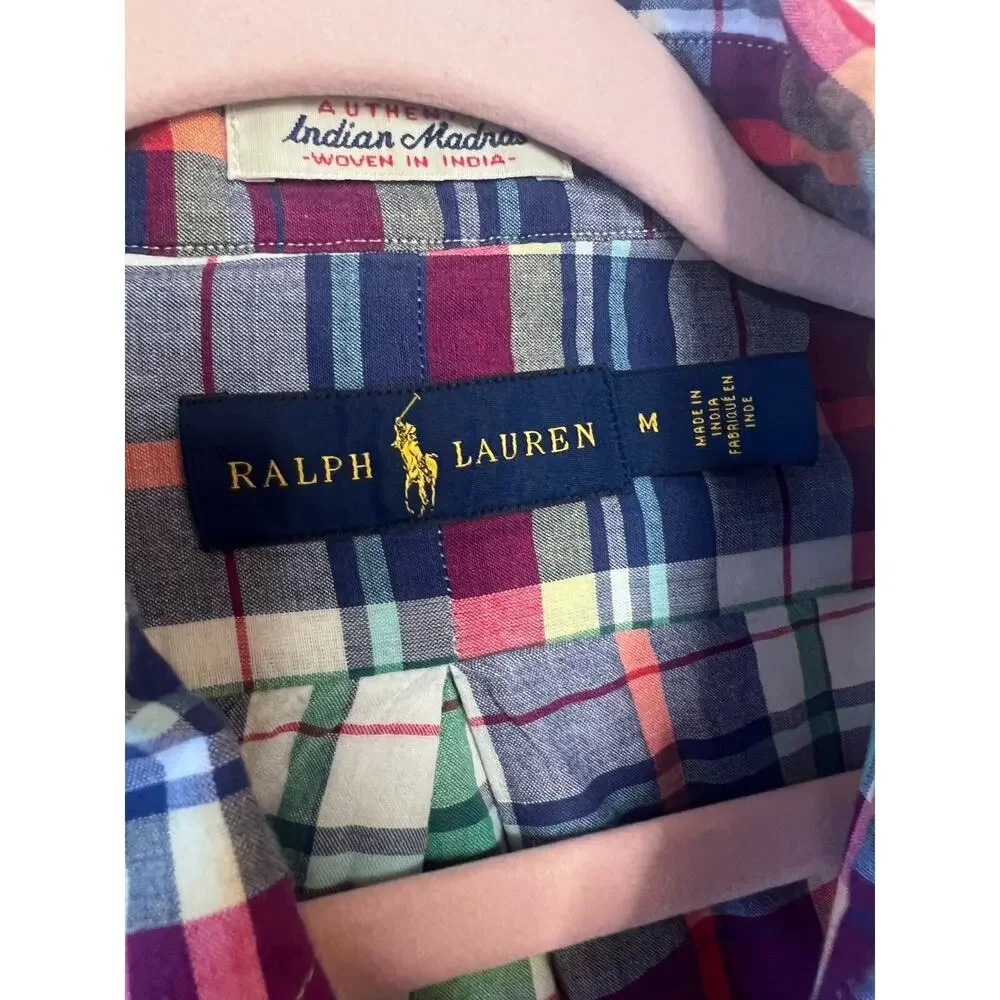Ralph Lauren Mens Button Down Shirt Authentic Indian Madras Size Med - Picture 3 of 5